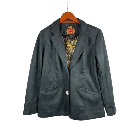 Isaac Mizrahi Live! Womens Estate Collection Blazer XSP Gray With Ornate Lining - Picture 1 of 7